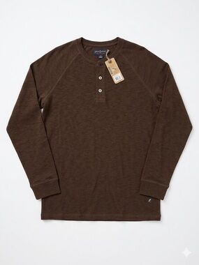 Tailor Vintage Brown Long Sleeve Henley Shirt- S